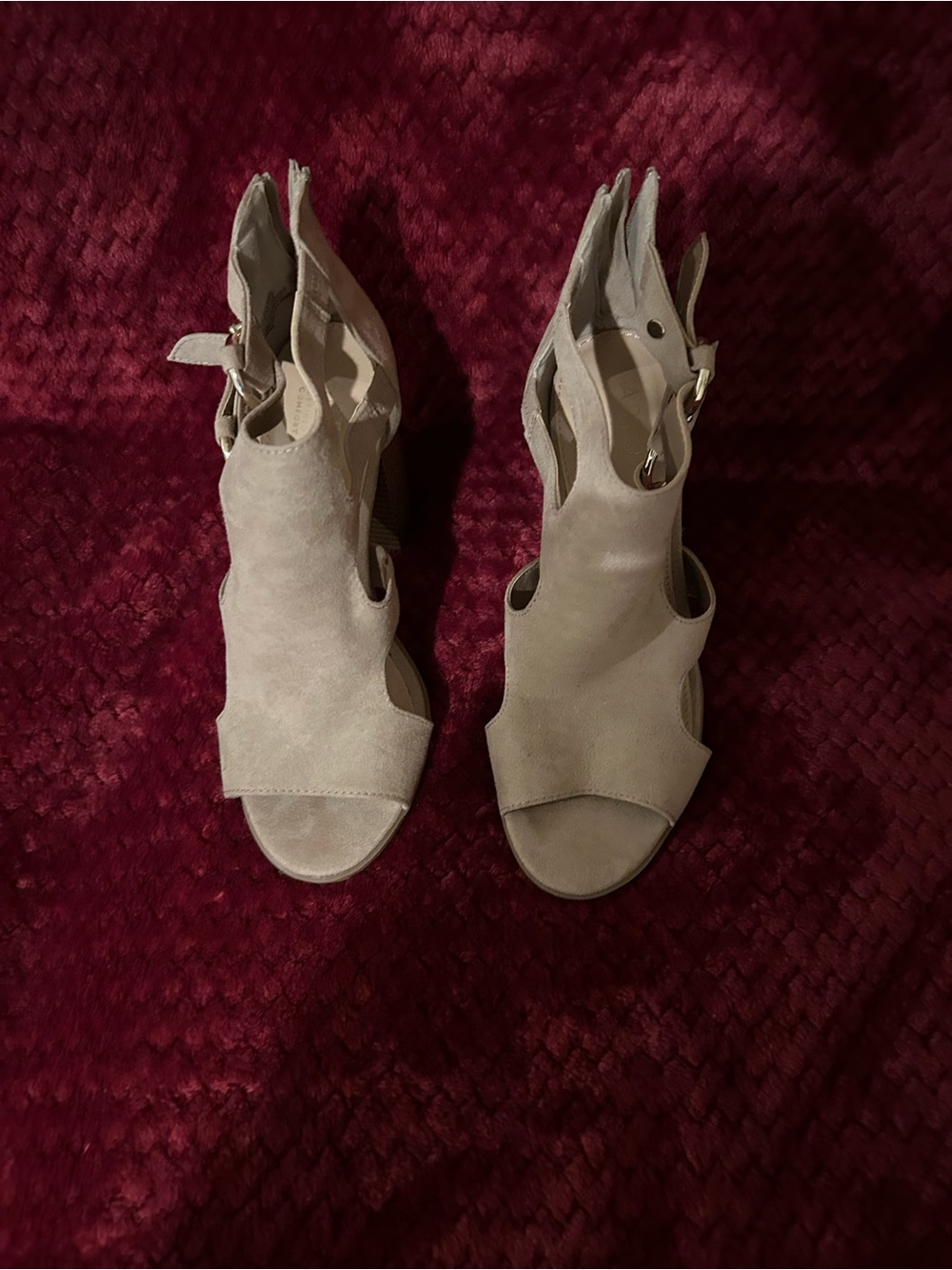 Apt 9 Taupe Suede Open-Toe Cutout Heels